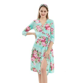 Galabloomer Maternity Robe Mommy Labor Delivery Robe Hospital Labor Delivery（M, aqua