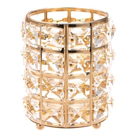 ColorfylCoco Cosmetic Storage Makeup Brush Case Brush Stand Crystal Brush Holder Cosmetic Brush Holder Cylindrical Pen Holder Gold Crystal Makeup Brush Desktop Storage (Gold)