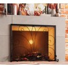 Fire Beauty Fireplace Screen,Handcrafted Wrought Iron,Flat Guard Metal Furnace Fireguards