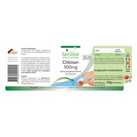 Fairvital | Chitosan 500mg - HIGH Dosage - 120 Tablets - Natural Fiber