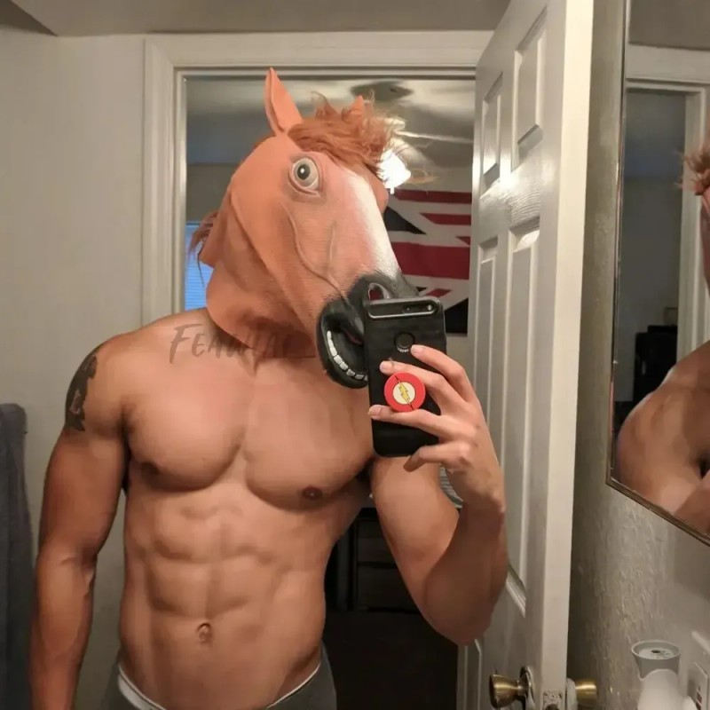 Máscara Disfraz Cabeza Caballo Fiesta Broma Harlem Halloween