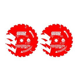 Diablo Demo Demon 7-1/4 Inch 24T Framing/Demolition Circular Saw Blade - Carbide Teeth, Perma-Shield Coating, 2-Pack - D0724DVPX