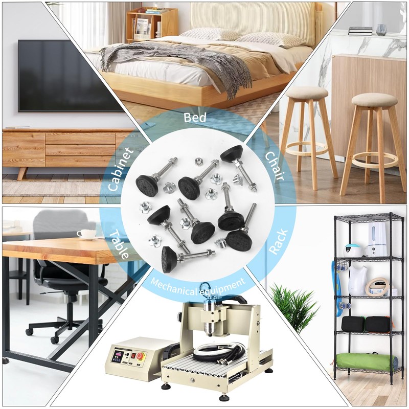 Minnhua 8PACK Adjustable Levelling Feet - M8 x 50mm Furniture