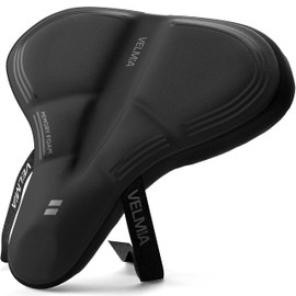 VELMIA Bike Seat Cushion Made of Comfy Memory Foam I Bike seat Cover for Men & Women with Ergonomic 3-Zone-Concept I Bike Saddle Cover, for peleton seat cushin, Bicycle seat Cushion