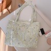 Floral Quilted Cotton Shoulder Bag for Women Medium Size Handbag