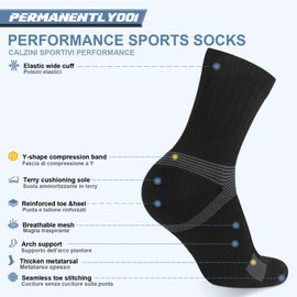 PERMANENTLY001 Cushioned Sports Tennis Socks Men Women Breathable Anti-blister Trainning Crew Socks for Outdoor Hiking Pickleball Cricket Badminton Basketball 8-12 Black L 6P