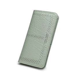 ANFUMAN Rfid Slim Wallet for Womens Thin Card Holder Travel Wallet Bifold Clutch Long Ladies Billfold, Green, Minimalist