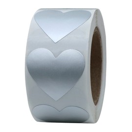 Hybsk Silver Heart Stickers Valentine's Day Crafting Scrapbooking 30mm Adhesive Label (Silver)