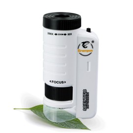 Grampus 60x-200x LED Pocket Microscope Portable Handheld STEM Toy for Kids Adults, Mini Microscope for Student Science Lab for Educational Microbiological Observation Outdoor Exploration