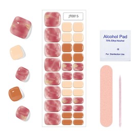 Roczential Gel Nail Seals, Set of 34, Curing Type, Nail Stick, Foot, Pest, Just Stick, Glitter, Marble Nails, Cute, Self Stick, Removable, Long Lasting, Manicure, Purple (Pink)