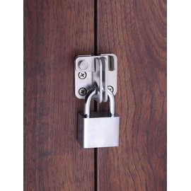 YUOIP® Hasp Latch Gate Bolt Lock Door Bolts Stainless Steel Padlock Left Open for Locking Window Mailbox Closet