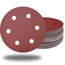50 PCS 9 Inch 6 Hole 60 Grit Drywall Sanding Discs - 9" Hook & Loop Aluminum Oxide Sander Disc Grinding Abrasive Sandpaper for Powe Drywall Sander Wood Furniture Finishing