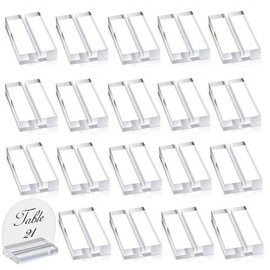 20 Pieces Acrylic Stands Clear Place Card Holders , Card Slot Stand for Wedding Table Numbers Display Stands Photos Wedding Party Events Office Business Menu Meeting