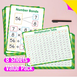 8 Packs Number Bond Whiteboards,Double Sided Dry Erase 1-12 Multiplication Chart Board Writable and Erasable White Board for Kids, Students,Classroom and Home (Each Measures 12” x 9”) Mathematics