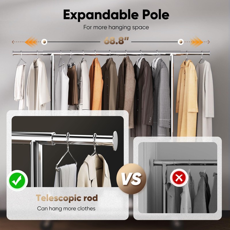 HOKEEPER Clothes Rack with Cover Clothing Racks for Hanging Clothes