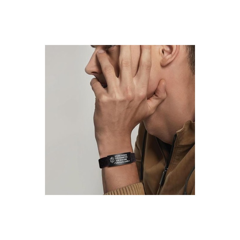 Pulsera personalizada de alerta médica, pulsera de identificación de acero