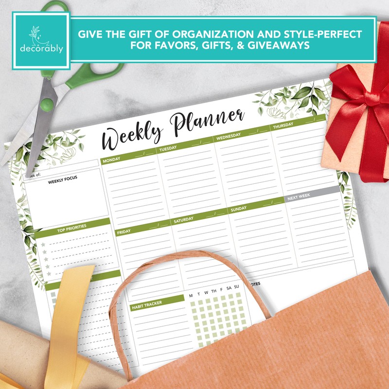 Decorably 52 Sheets Forest Green Undated Weekly Planner Tear Off