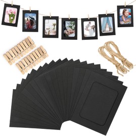 joycraft 20Pcs Paper Photo Frames, 4x6 Inch Black Paper Picture Frames, Hanging Photo Display Banner, DIY Clip Photo Display Holders for Home, Office, Wedding, and Party Decor