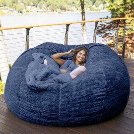 Big Huge Giant Bean Bag Chair for Adults, (No Filler) Bean Bag Chairs in Multiple Sizes and Colors Giant Foam-Filled Furniture - Machine Washable Covers, Double Stitched Seams (Blue,5FT)