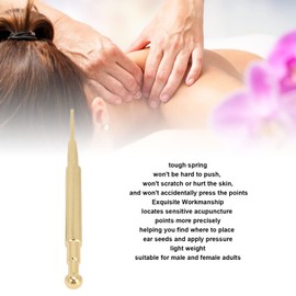Herramienta de Masaje de Reflexología Facial, Pluma de Acupuntura Manual, Pluma de Acupuntura Retráctil, Pluma de Sonda de Punta de Cuerpo y Oreja con Resorte de Doble Cabeza