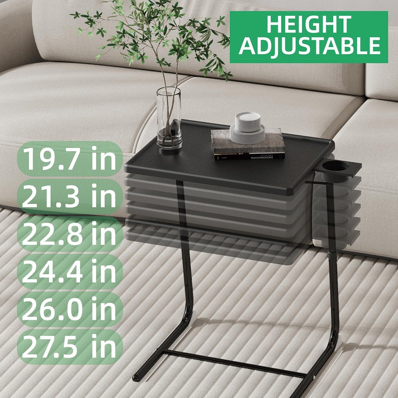 Adjustable TV Tray Table for Breakfast & Dinner - Black
