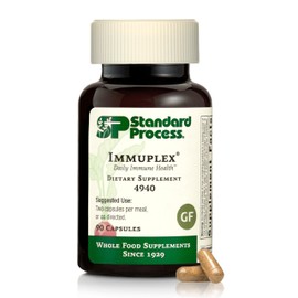 Standard Process Inc. Immuplex - Daily Immune Support Supplement with Folate, Iron, Vitamin C & Vitamin A - Mineral Supplement with Antioxidant Ingredients - 90 Capsules