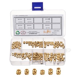 sourcing map 120pcs M3 M4 Metric Threaded Inserts Brass Heat Set Insert Knurled Nuts Assortment Kit, 3D Printing Brass Nuts Female Threaded Inserts Nuts