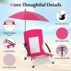 Costway Portable Beach Umbrella Chair w/Hexagonal Parasol Comfy Armrest Breathable