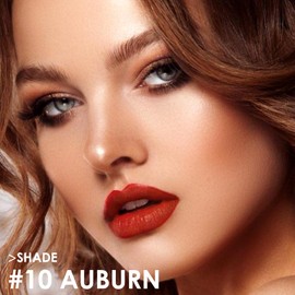 FOCALLURE Ultra Chic Matte Lipstick,Rich Vitamin E Lip Crayon,Lightweight Matte Color without Drying or Fading,Long Lasting Waterproof Lips Makeup,AUBURN