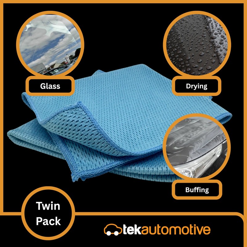 Tek Automotive Twin Pack Diamond Weave Microfibre Cloths – 40x40cm
