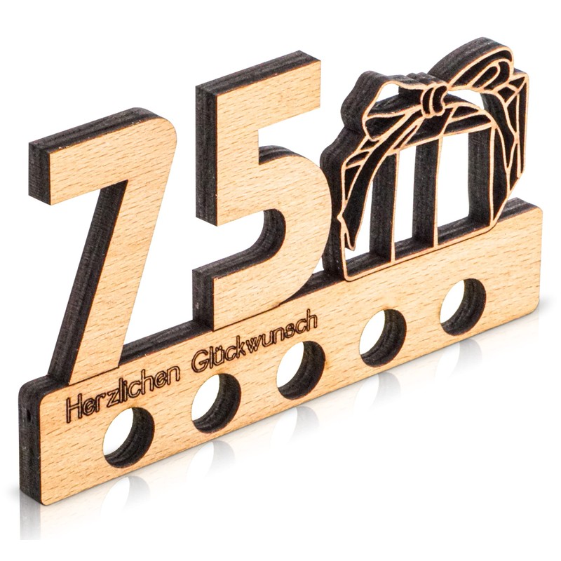 DARO Design - 75th Birthday Money Gift Wooden 75th Anniversary