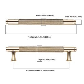 KNOKLOCK 4506C 10 Pack 5 Inch(128mm) Kitchen Cabinet Handles Gold Knurled Cabinet Pulls Kitchen Cabinet Hardware Drawer Pulls for Dresser Cupboard Wardrobe