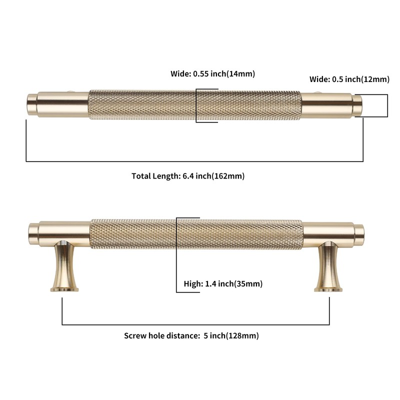 KNOKLOCK 4506C 10 Pack 5 Inch(128mm) Kitchen Cabinet Handles Gold