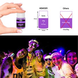 HEMOER Fluorescent Powder, 12 Colours, Self-Luminous Fluorescent Powder, 240 g, Professional Luminous Pigments Suitable for Everyone