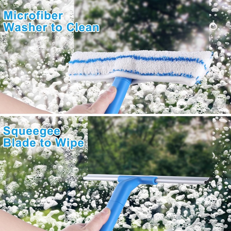 Mitclear Window Cleaner with Long Handle(57IN), Glass Cleaning Tools with