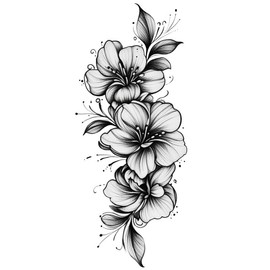 SemiTats Elegant Floral Cascade 15 Days Semi Permanent Tattoo Pigment Sheet - Sizes: 4x4 inch (10x10 cm)