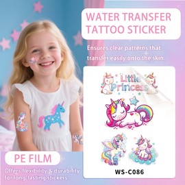 AmiCera Glitter Tattoos for Kids, 12 Sheets Temporary Tattoos for Kids Girls Boys, Fake Tattoo for Unicorn Birthday Party Bag Fillers, Face Body Sticker Party Decor Gifts Supplies, Safe & Long Lasting