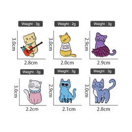 6pcs Funny Kawaii Cat Enamel Pins for Backpacks -Cute Cartoon Animal Brooches Cat Pins for Jackets, Hats, Bags - Unique Decorative Lapel Pins Gift for Women, Teens