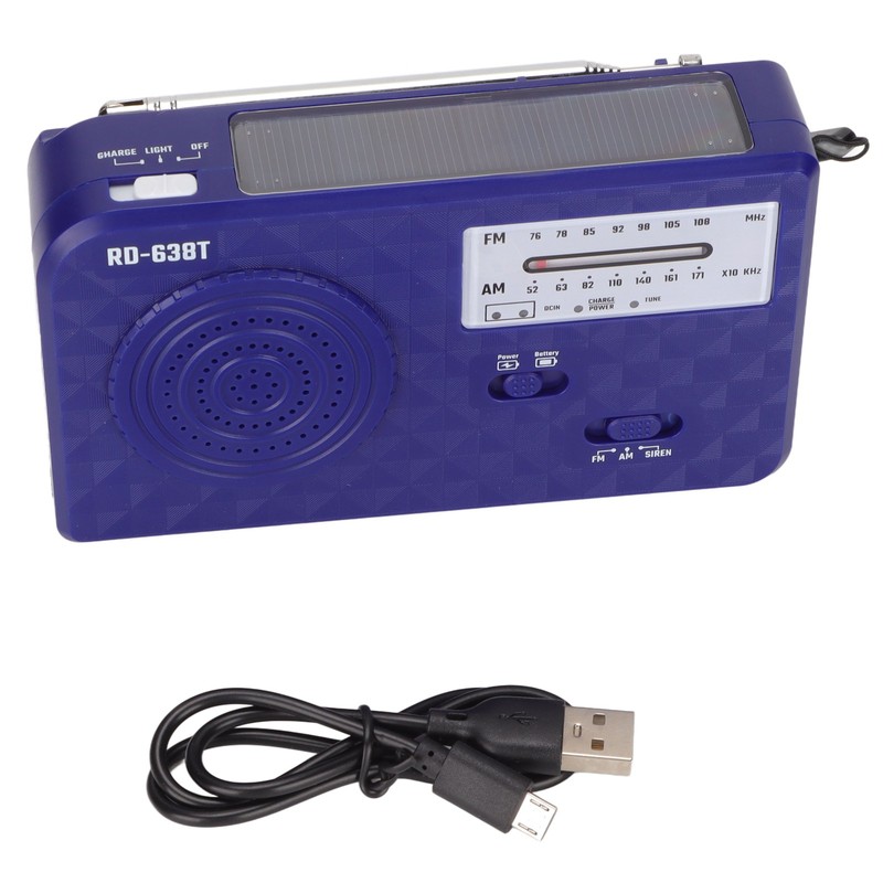 RD‑638T Hand Crank Flashlight Radio Multifunctional Portable Solar Emergency Weather