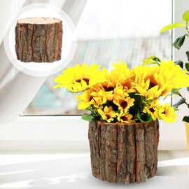 DOITOOL Wood Wood Stump Succulent Planters- Rustic Plant Pots Tree Stump Decor- Small Flower Pots Log Planter for Indoor Outdoor Decor (4.7x4.7x3.9in) Wisteria Hanging Flowers