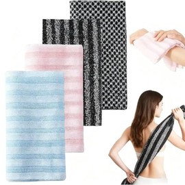 Juego de 4 toallas de baño,paños faciales exfoliantes resistentes al desgarro,esponja corporal de malla,toalla exfoliante unisex para espalda y cuerpo