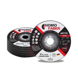 HOMO FABER Grinding Wheels 4 1/2 Inch, General Purpose Metal & Stainless Steel. Depressed Center Metal Grinding Wheels for Angle Grinders, 4.5” X 1/4” X 7/8” - 5 Pack (Industrial Level)