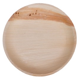 Atmos Green 100 pack 7.5" Round Palm Leaf Dinner Plate Compostable disposable premium heavy duty Eco-Friendly Microwave Refrigeration safe Bamboo like Wedding Events Party