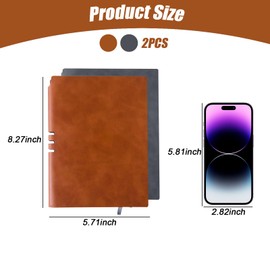 KUBDPQOR Notebook, 2 Pcs Leather Journal, A5 (6.1"x8.26") Notebooks for Work, Study Notebooks, Lined Notebooks, Journal for Men/Women, Premium Sketchbook, Notebooks for School, Ideal Office Supplies