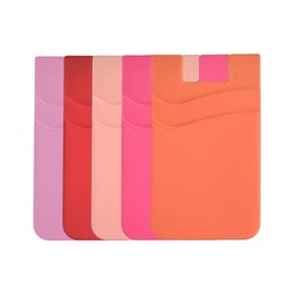 BIAJIYA Silicone Card Holder for Phone, Sticky Card Holder Wallet for Phone Case, Cell Phone Credit Card Holder Stick on Back for iPhone - 5 Pack