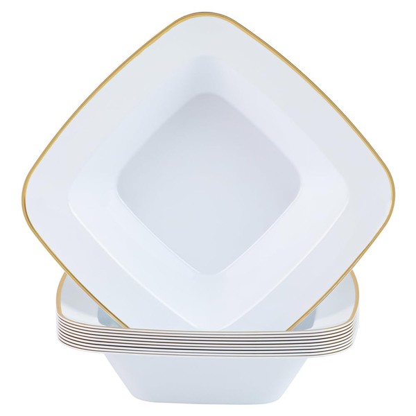 Dining Collection White CoupeWare Basic Square Soup Bowl with Gold