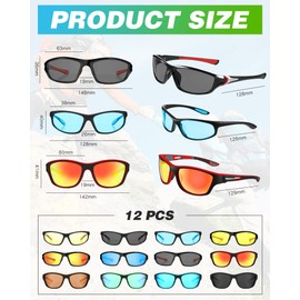 Kanayu 12 Pairs Men Polarized Sunglasses bulk Sports sunglasses UV Protection Driving Glasses for Baseball Cycling Fishing Running Golf Outdoor Activities