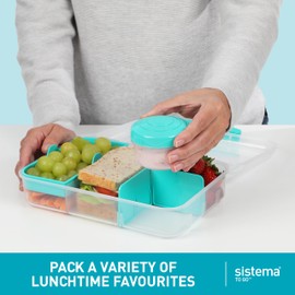 Sistema To Go Bento Box Create Lunch Box with Compartments & Snack Pot 1.48 L BPA-Free Minty Teal