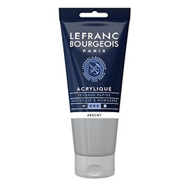Lefranc & Bourgeois 300449 Fine Aycrl Paint 80ml Tube Homogeneous Texture, Highly Pigmented, Good Coverage Cream, Silver