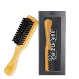 Flomiara 1Pcs Slick Back Hair Brush, Mens Beard Brush, Smoothing Hair Brush, Small Brush Compact Lightweight, Hair Gel Brush for Afro Wet Curly Damaged Hair Reducing Breakage,(Original Wood Color)